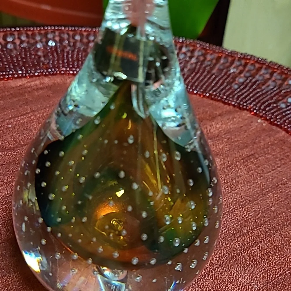 M.P. Crystal Pear Shape Paperweight - Picture 3 of 7